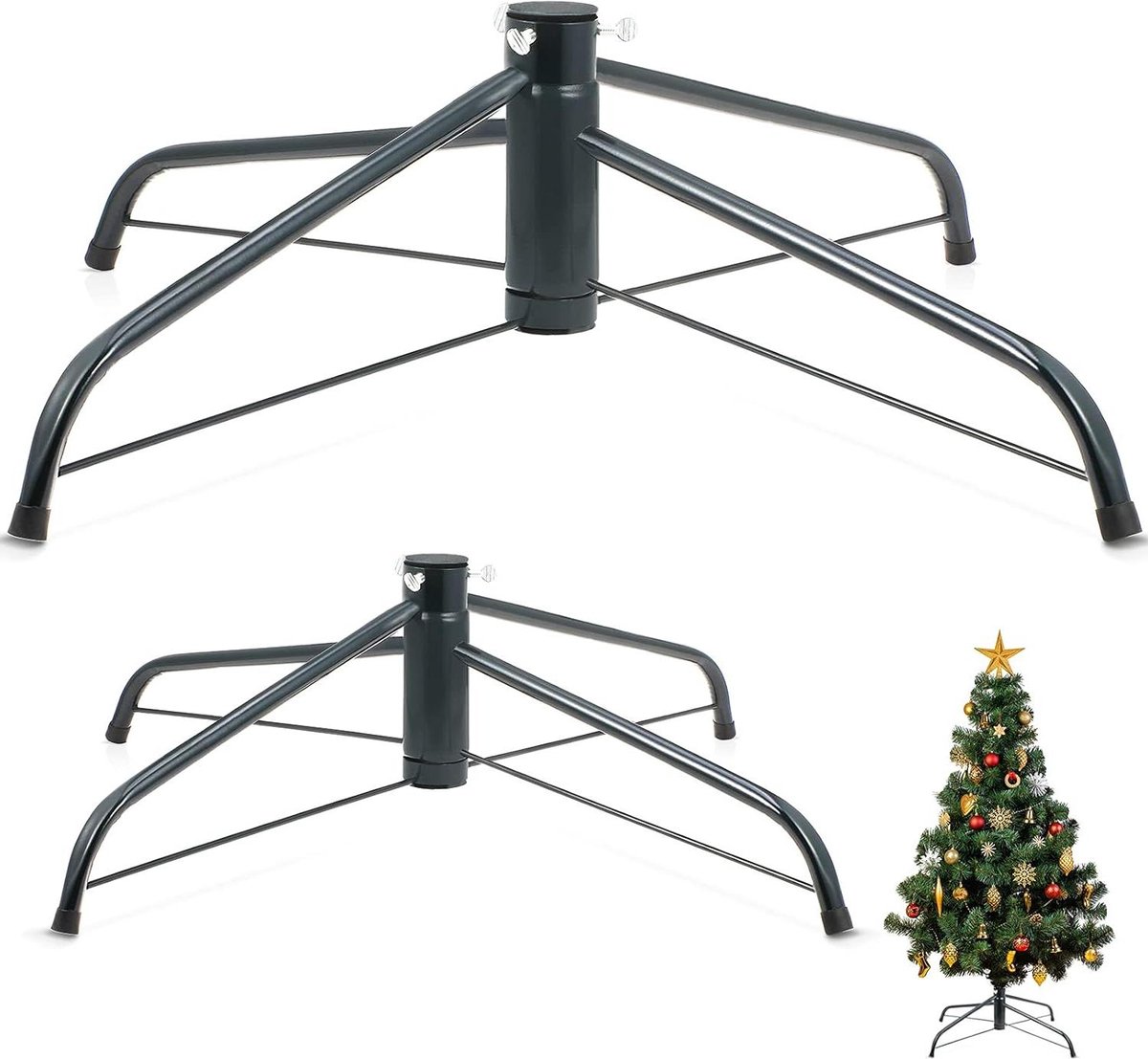 Allecto plus - Kerstboomstandaarden set van 61 cm en 40 cm, inklapbaar, donkergroen - Geschikt voor kunstkerstbomen van 16 tot 20 cm - Thuisdecoratie voor kerstfeestvreugde