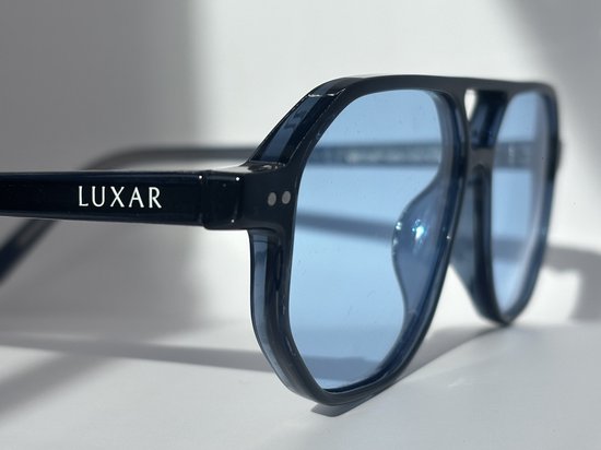 LUXAR Zonnebril Piloot Zwart/Blauw - Aviator Heren & Dames - Dubbelbrug - UV400 Bescherming van LUXAR — afbeelding 4