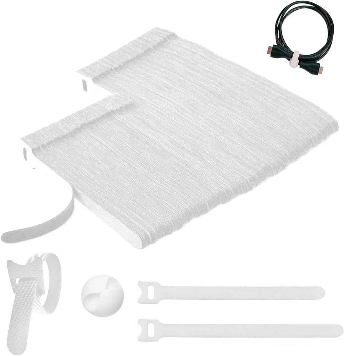 Allecto Plus - Klittenbandkabelbinders 100 stuks, 10/15 cm, Herbruikbaar, Verstelbaar, Wit