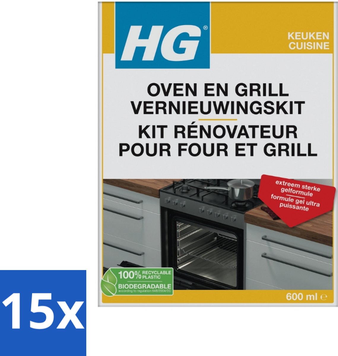 15 x HG Oven & Grill Vernieuwingskit 600 ml - Oven Reinigen - Grill Reinigen - Bakplaat Reinigen - Rooster Reinigen - Vet Verwijderen
