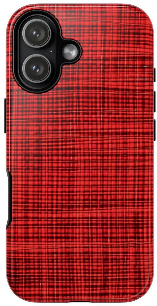 Rood Geruit Textielpatroon – Telefoonhoesje Geschikt voor iPhone 17