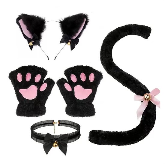 Halloween decoratie - Accessoires - Halloween accesoires -Verkleedaccessoires - Halloween kostuum accessoires - Halloween Zwarte Kat Kostuums - Kattenoren Hoofdband - Staart Kitty Outfit -Halloween - Verjaardagsfeestje