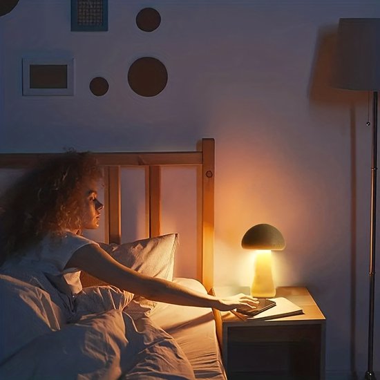 Dutchers® LED Paddestoel Nachtlamp - Mushroom Nachtlampje - Draadloos - 3 Kleuren Dimbaar - USB Oplaadbaar - Aanraaksensor Tafellamp - Bureaulamp - Draagbare Bedlamp & Huisdecoratie van Dutchers.® — afbeelding 3