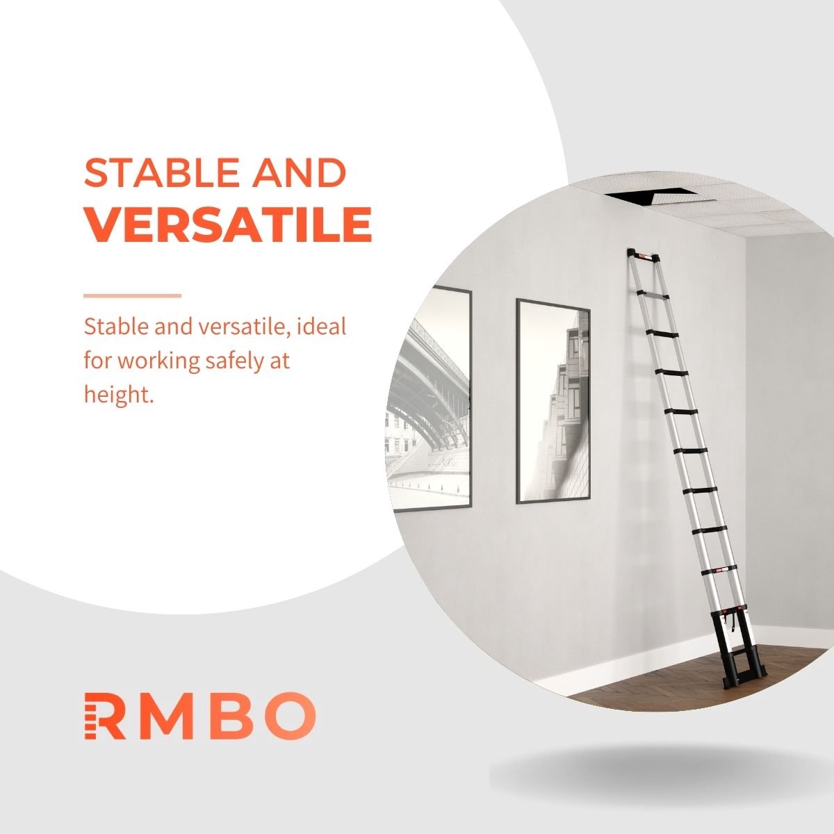 RMBO Telescopische Ladder - Telescoopladder - 3.20m lang, Compact en Draagbaar met Soft Closing Systeem, Geschikt voor Particulier en Professioneel Gebruik, Telescopische Vouwladder, Max. Belasting 150 kg, EN 131.6 – foto 7
