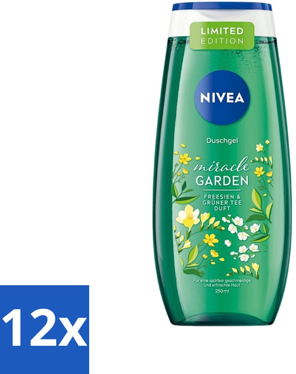 12 x Nivea - Douchegel - Freesia & Groene Thee - 250 ml - Douchegel Freesia Groene Thee - Douchegel Voor Huidverzorging - Frisse Geur Douchegel - Hydraterende Douchegel - PH-huidneutraal