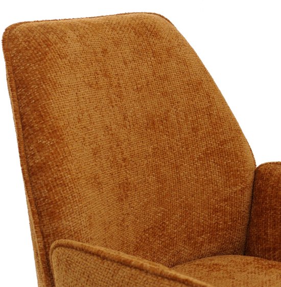 Chaise de salle à manger MCW-G67, chaise de cuisine, chaise avec accoudoirs, pivotante, position automatique, chenille, Oeko-Tex MVG ~ jaune moutarde