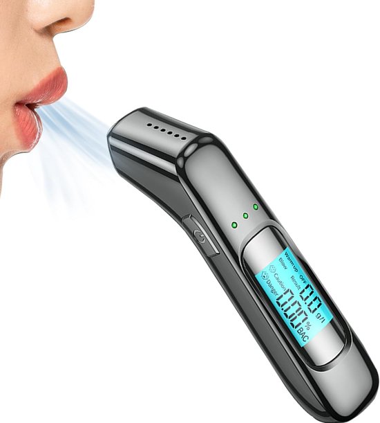 Adem Alcoholtester - Professionele Alcoholmeter met Hoogwaardige Sensor - LCD Scherm - Draagbaar Ontwerp - Snel Resultaat - Ideaal voor Auto en Vrachtwagen Veiligheid - Nauwkeurige Meting