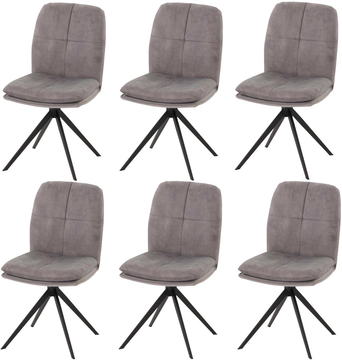 MCW Set van 6 eetkamerstoelen MCW-M68, keukenstoel met rugleuning, draaibaar, automatische positie, metaal, stof/textiel ~ grijs