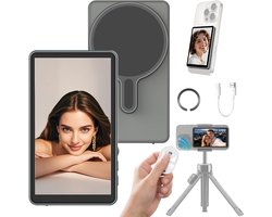 Vlog Camera-Selfiemonitor achtercamera-Magnetische Selfie Vlog Monitor-1080P-scherm met draadloze verbinding met mobiele telefoon -60Hz- Achtercamera selfiescherm met afstandsbediening-(grijs)