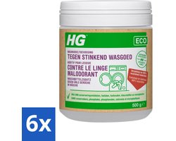 6 x HG Eco Wasmiddeltoevoeging tegen Stinkend Wasgoed 500 gr - Wasmiddel Toevoeging - Wasverzachter - Stinkend Wasgoed - Wasgeur - Ecologisch Wasmiddel