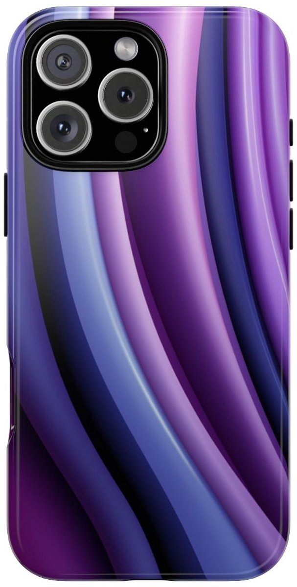 Paars-Blauw Gebogen Abstract Patroon – Telefoonhoesje Geschikt voor iPhone 16 Pro Max