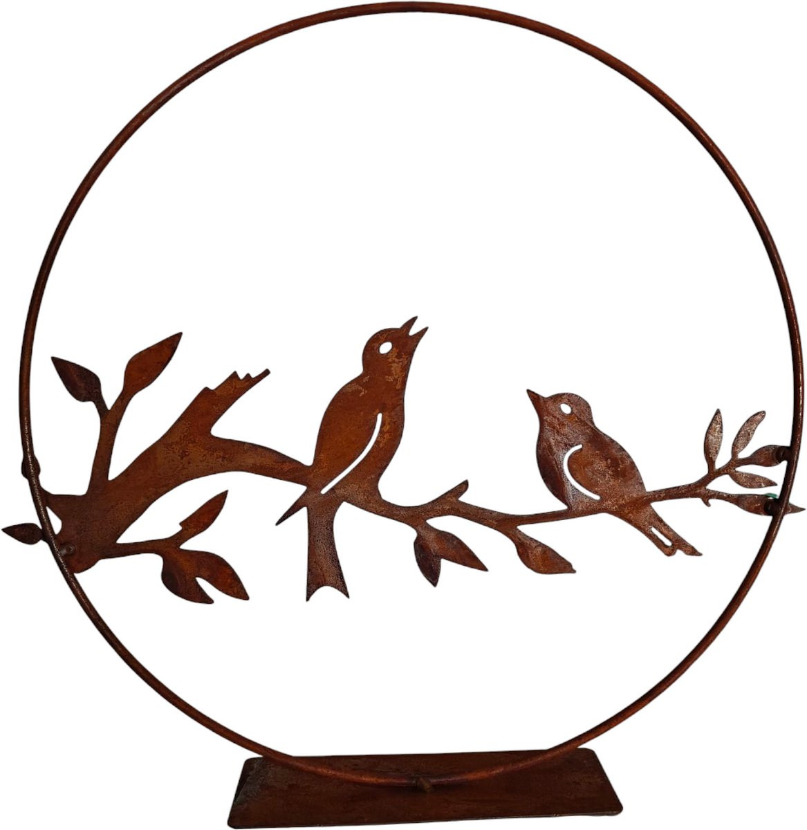 Iron Art - ecoroest - staande cirkel - vogels - roest - cortenstaal - tuin - decoratie - natuurproduct - kado