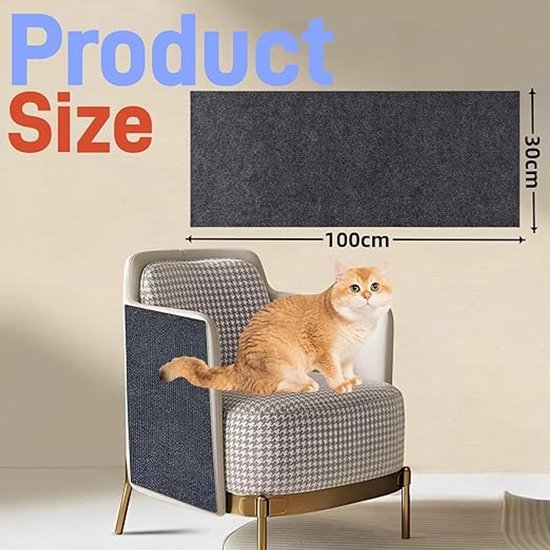 Krabtapijt voor katten, krabtapijt, kat, sticker, mat, kat, krabmat voor katten, bescherming, bank, krassen, kat, bank, bruin, 40 x 200 cm