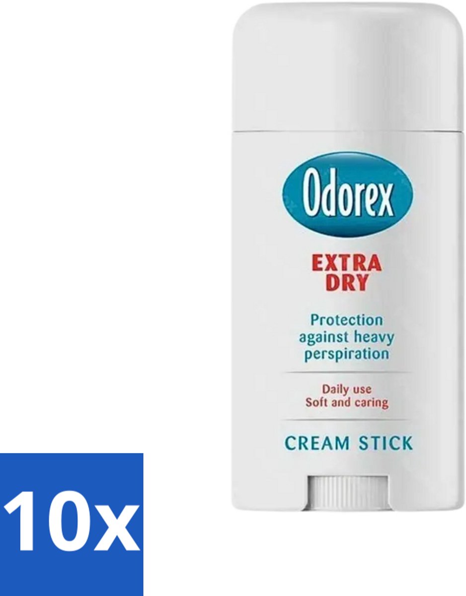 10 x Odorex Extra Dry Stick 40 ml - Geurloos - Droog - Anti-zweet - Zweetvermindering - Huidvriendelijk