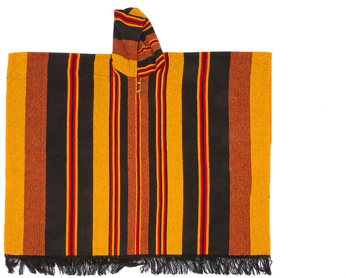 Poncho Siona Zwart / Geel | Katoen | Zomer poncho | EcuaFina | Zomer 2023