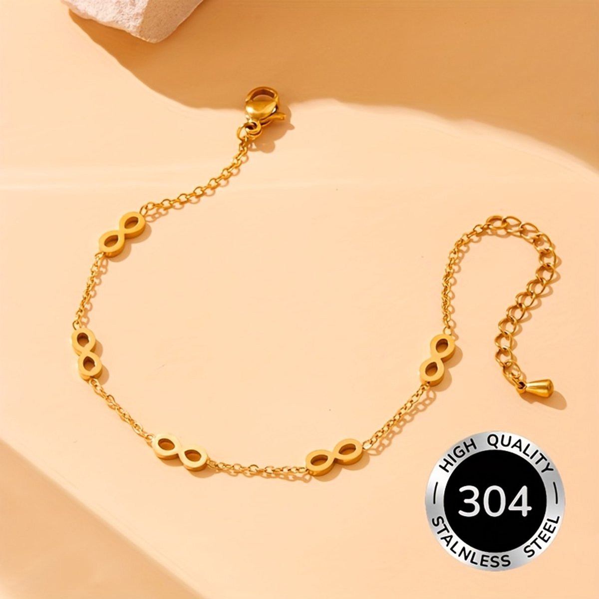 Sjika - Infinity Armband Dames | Gold Plated | Verstelbaar | Cadeau voor haar