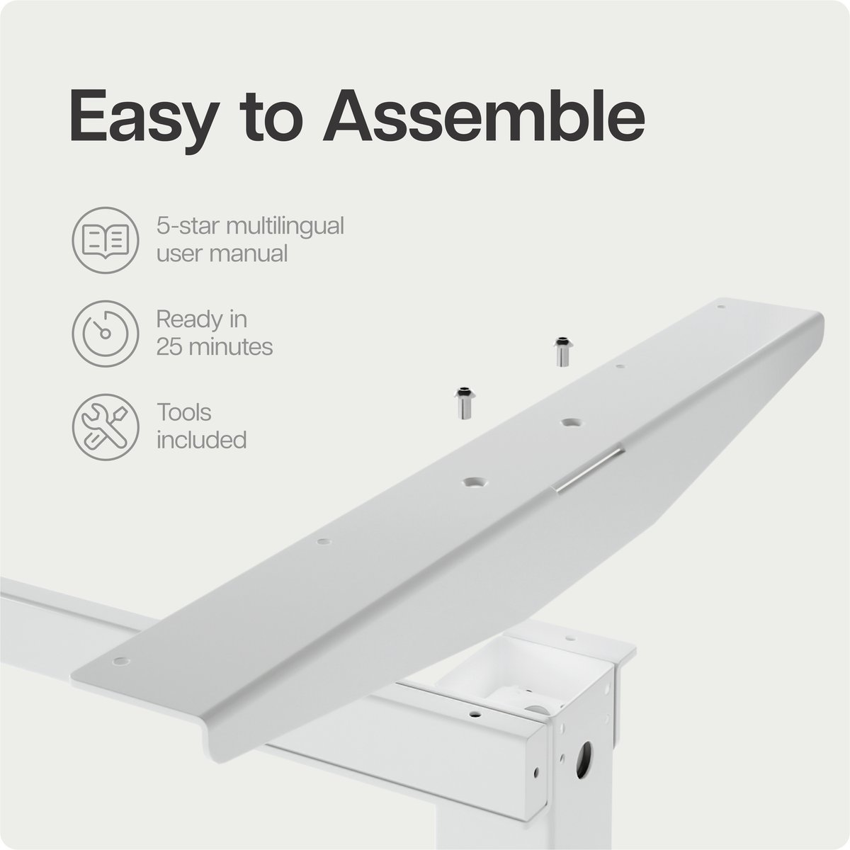 Desktronic HomeOne Zit-sta Bureau Elektrisch In Hoogte Verstelbaar Frame Wit Voor 120x60-180x80cm Bureaublad thumbnail 5