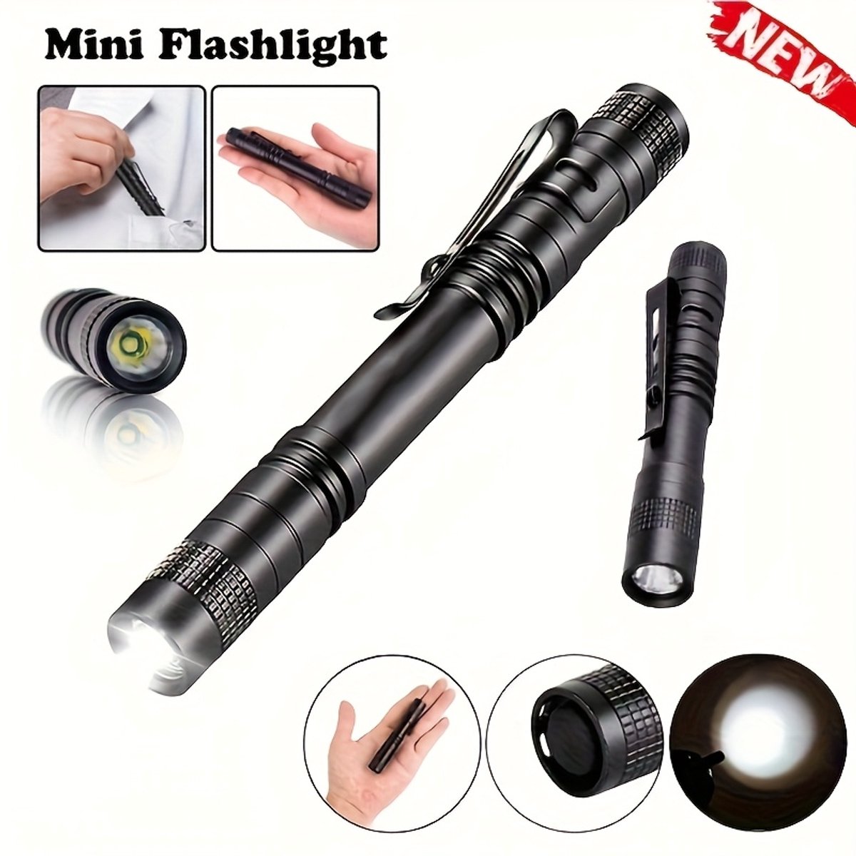 Livé® Mini LED Zaklamp – Draagbare Clip-On, 100 Lumen, Kleine Maat