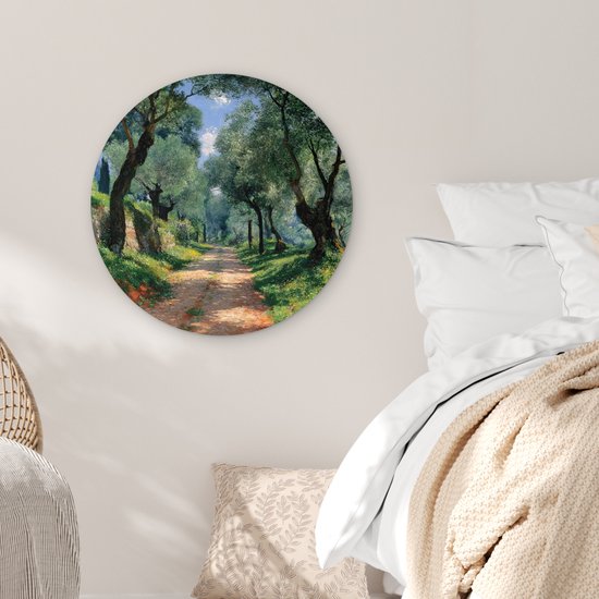 WallCircle® Wandcirkel 60x60 cm - Muurcirkel Pad - Bomen - Schaduw - Muurdecoratie woonkamer - Wanddecoratie slaapkamer - Kamer decoratie accessoires - Ronde schilderijen