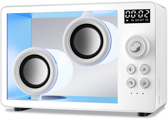 Draagbare Bluetooth-luidspreker met 1800mAh accu, sfeerverlichting, wekker, TF-kaart en lange speeltijd