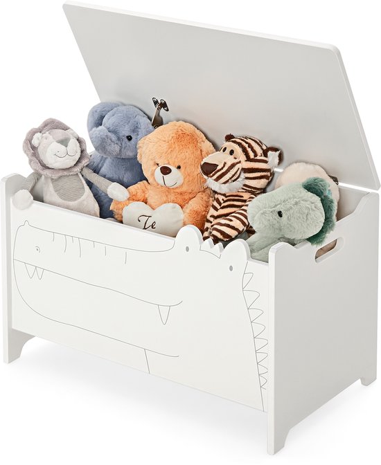 Coffre à jouets en bois Costway, armoire à jouets et banc 2 en 1, coffre à jouets 60 x 33 x 37,5 cm (blanc)