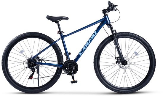 Merax 29 Inch Mountainbike Hardtail - 100mm Voorvork - 21 Versnellingen Shimano Tourney - Aluminium Frame - Mechanische Schijfremmen - Trekkingfiets voor Volwassenen 175-190cm - Blauw van Merax — afbeelding 3