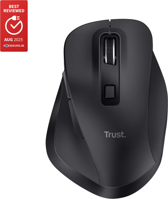 Trust Fyda - Draadloze Muis met USB-ontvanger & Bluetooth - Comfortabele grip - Oplaadbaar - Zwart
