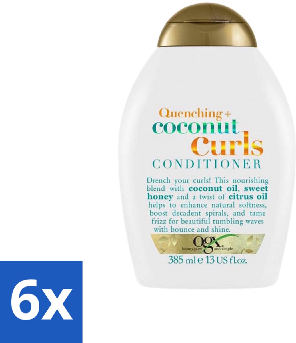 6 x OGX - Coconut Curls - Conditioner - Krulverzorging - Voedend - 385 ml - Krulverzorging - Kokosolie - Kruldefinitie - Vochtigheid - Pluisvermindering