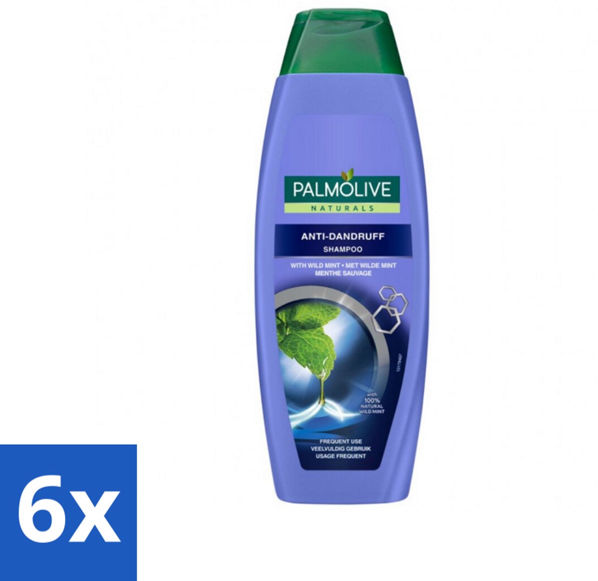 6 x Palmolive Shampoo Anti-Roos 350 ml - Anti-roos Shampoo - Wilde Munt Shampoo - Roosvoorkomend Shampoo - Gezonde Hoofdhuid - Verfrissend Haar