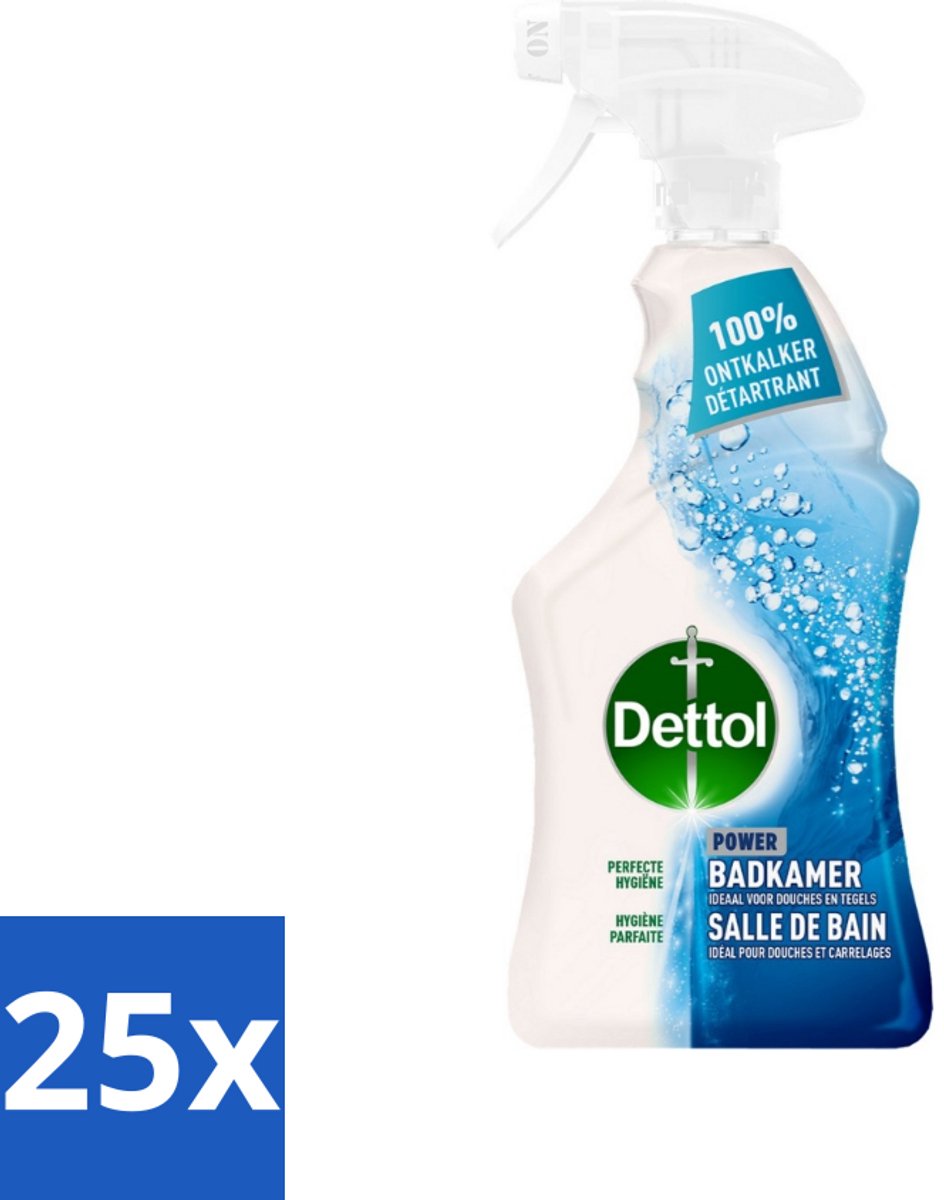 25 x Dettol Badkamerreiniger 500 ml - Badkamer Reinigen - Kalk Verwijderen - Zeepresten Verwijderen - Badkamer Schoonmaken - Badkamer Hygiëne
