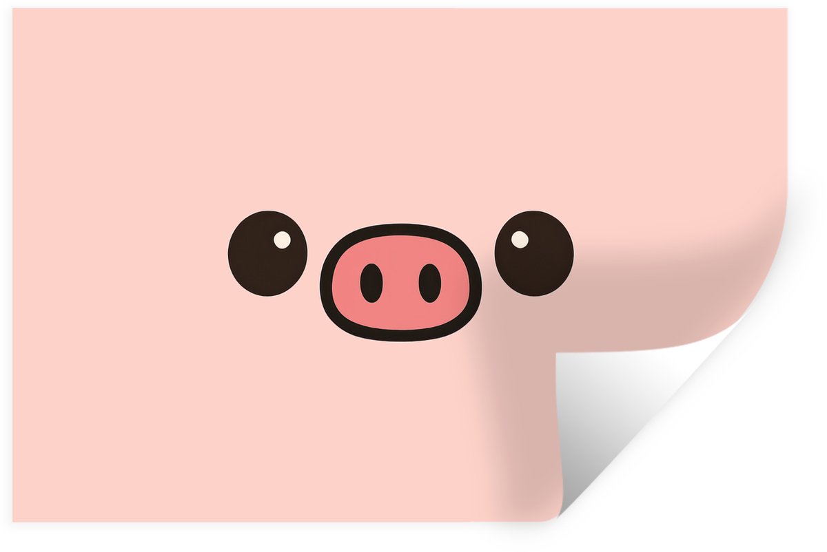 Muurstickers - Sticker Folie - Varken - Roze - Minimalistisch - 120x80 cm - Plakfolie - Mu