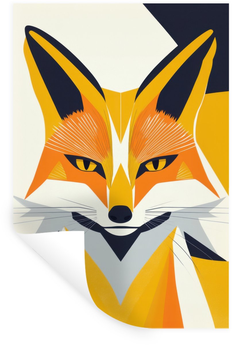 Muurstickers - Sticker Folie - Vos - Oranje - Abstract - Driehoeken - 80x120 cm - Plakfoli