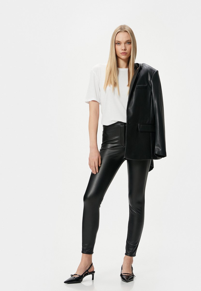 Hoge taille Skinny Lederhose