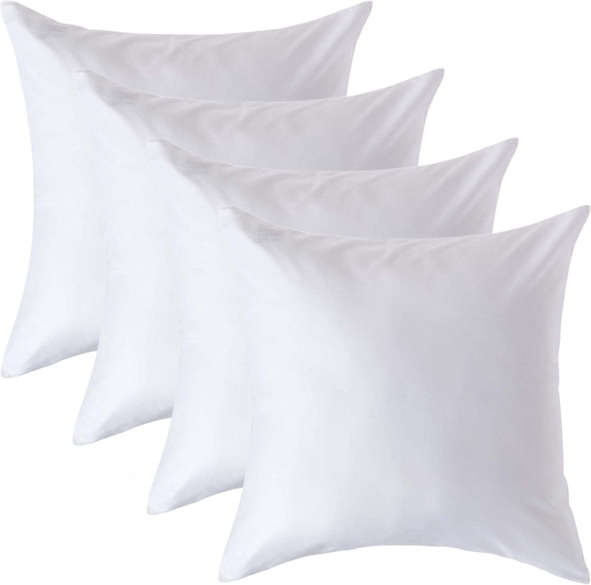 Homescapes Biologisch Kussensloop 60x60 cm – Set van 4 – Wit – 100% Egyptisch Katoen Satijn – Draaddichtheid 400