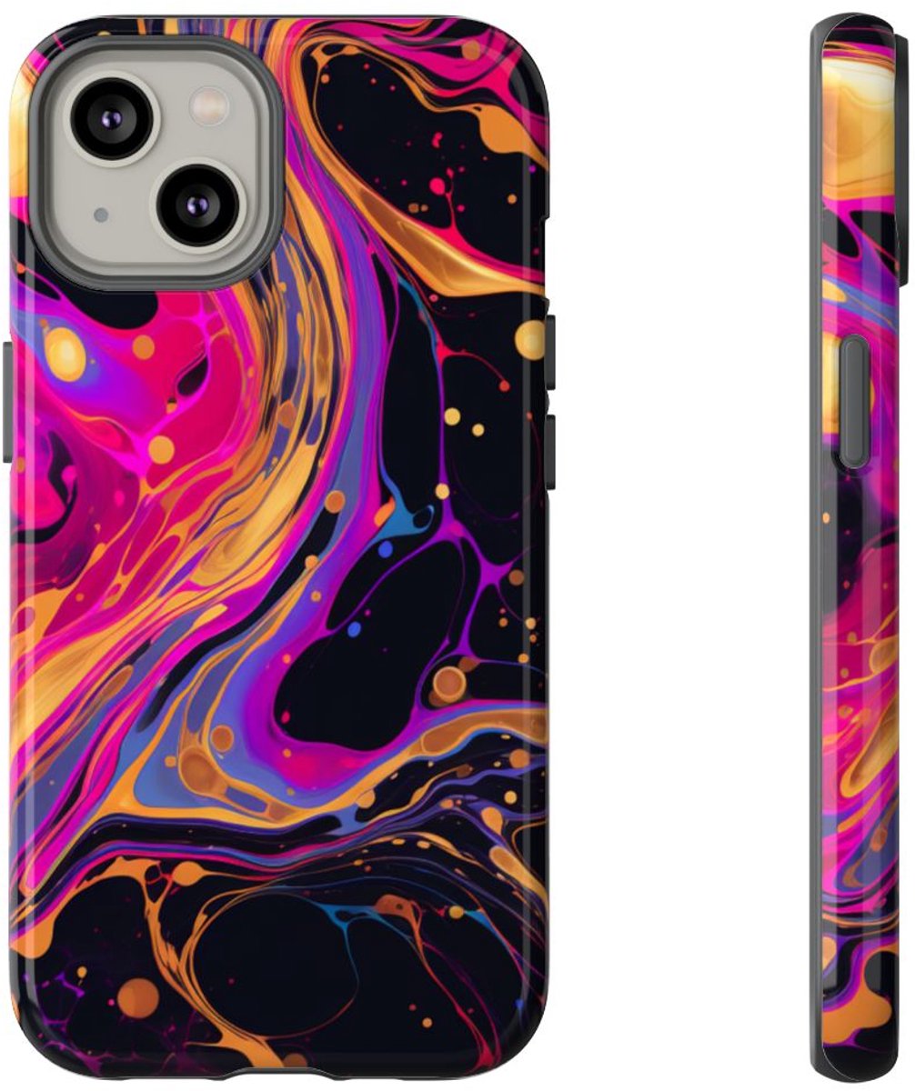 Psychedelisch Neon Marmerpatroon – Telefoonhoesje Geschikt voor iPhone 14