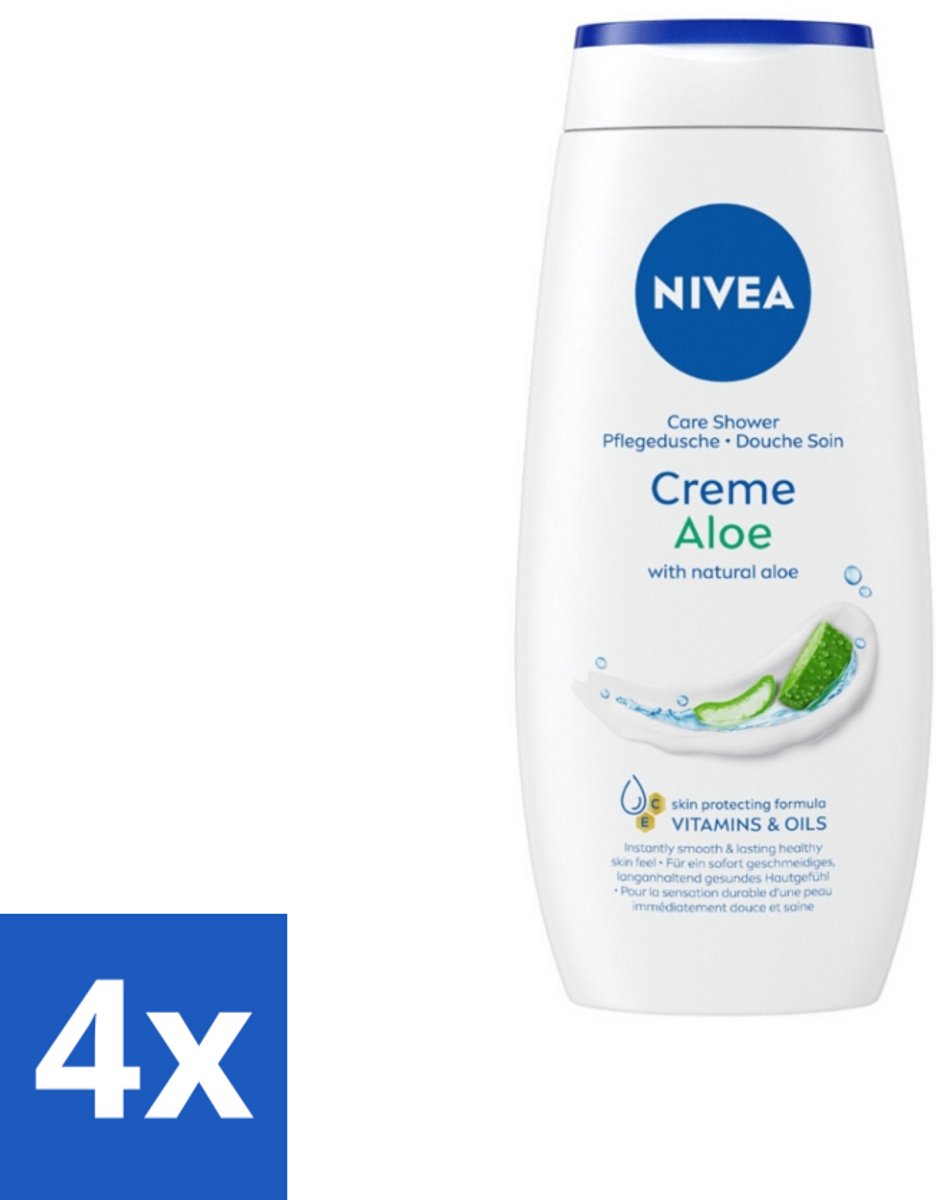 4 x NIVEA Douchecrème Aloë 250 ml - Douchegel - Aloe Vera - Hydratatie - Verzorging - Frisse Geur