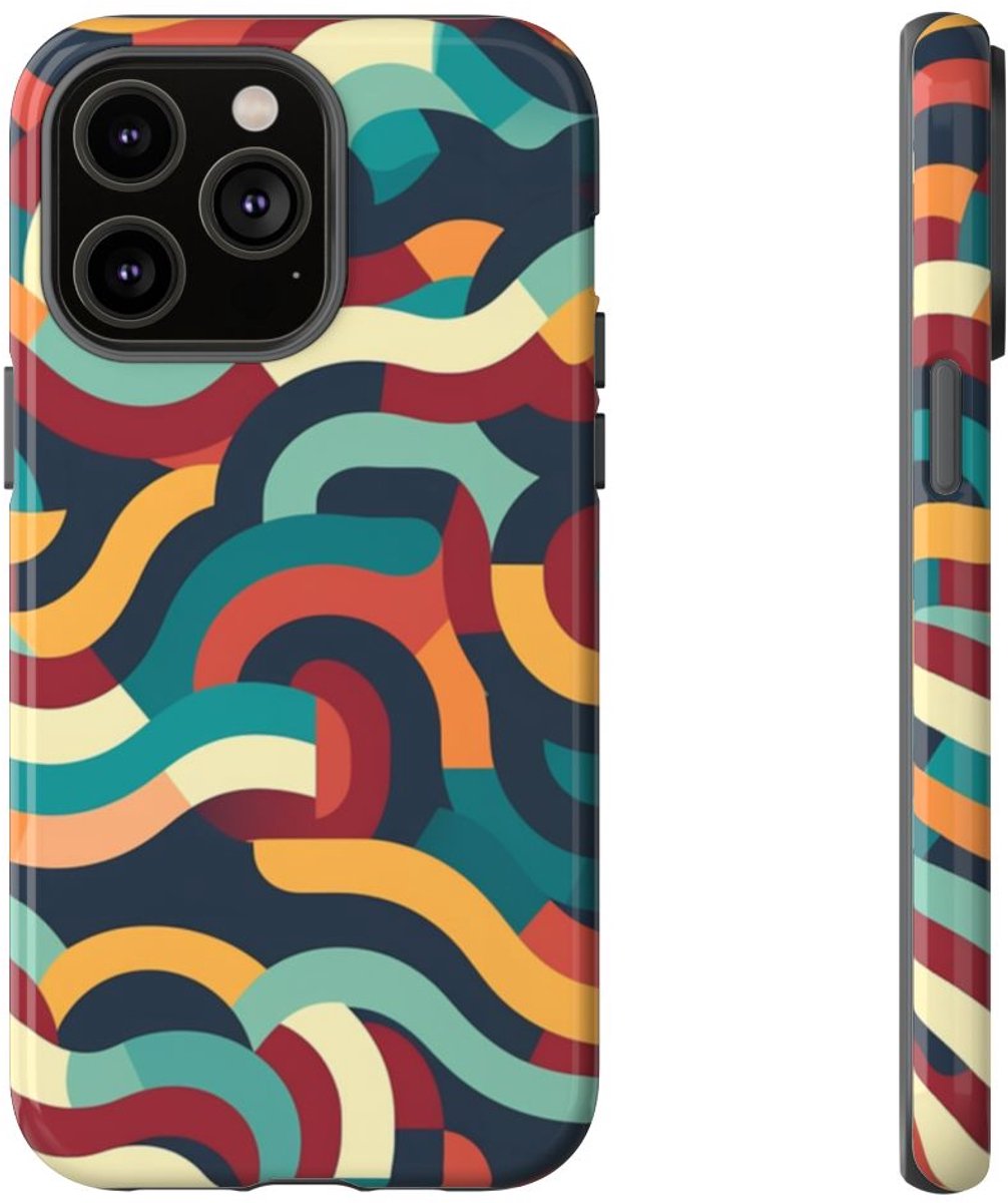 Kleurrijk Abstract Golvend Patroon – Telefoonhoesje Geschikt voor iPhone 14 Pro Max