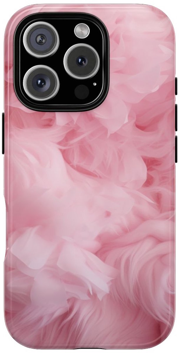 Zachtroze Textuur met Stofpatroon – Telefoonhoesje Geschikt voor iPhone 16 Pro