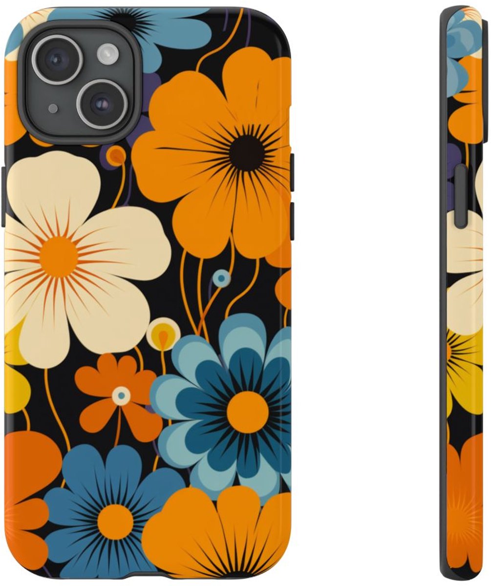 Gedurfd Retro Bloemenpatroon – Telefoonhoesje Geschikt voor iPhone 15 Plus