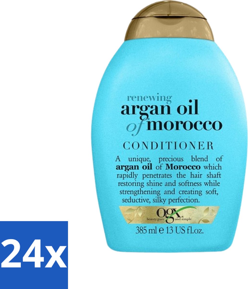24 x OGX - Renewing Moroccan Argan Oil - Conditioner - Voor Ieder Haartype - 385 ml - Arganolie - Haarverzorging - Haarherstel - Vochtbalans - Herstel