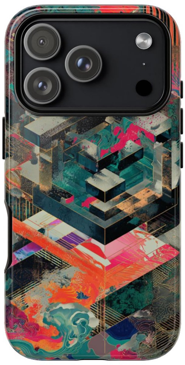 Kleurrijke Geometrische Abstracte Kunst – Telefoonhoesje Geschikt voor iPhone 17 Pro