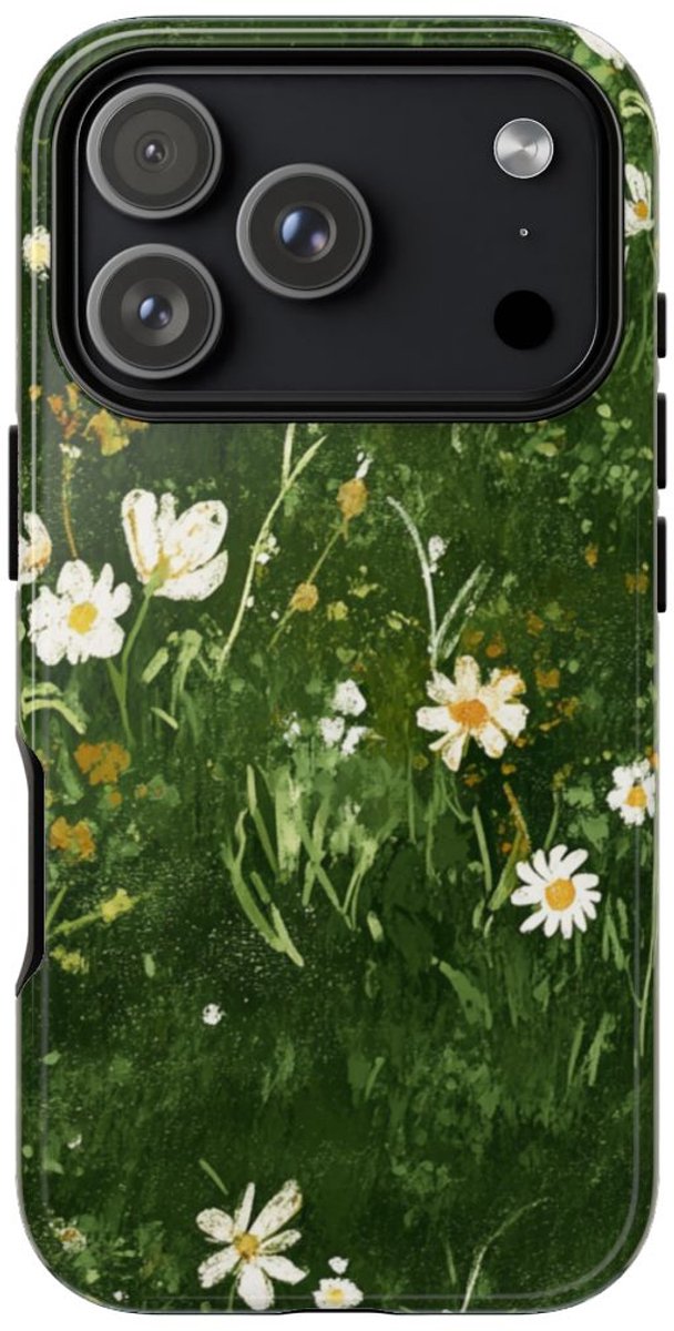 Groene Weide met Witte Bloemen – Telefoonhoesje Geschikt voor iPhone 17 Pro