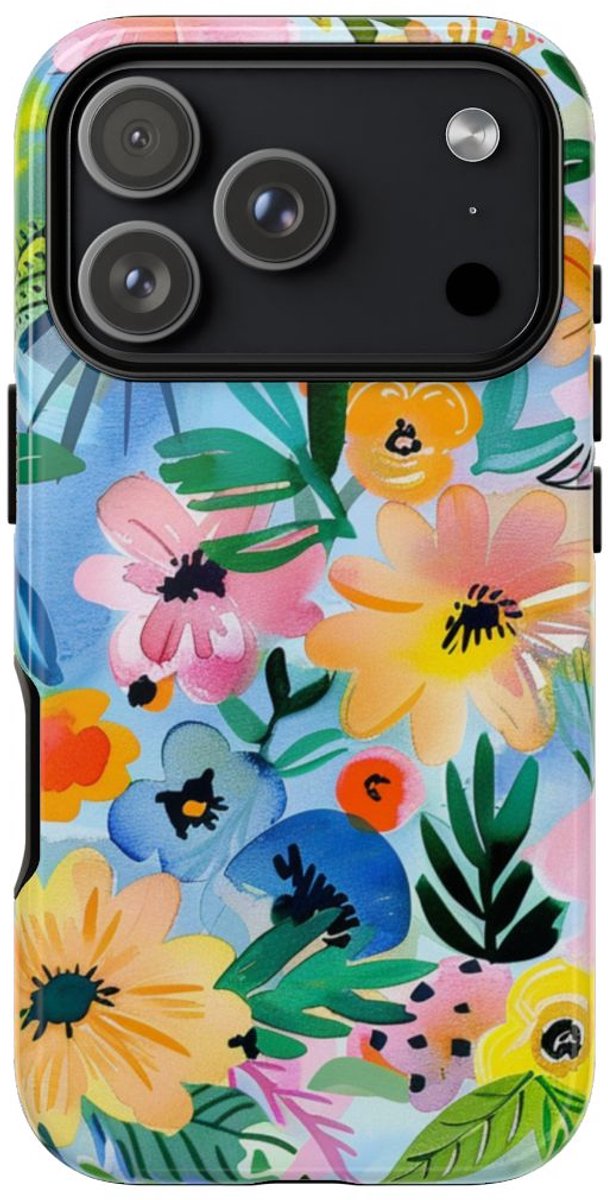 Aquarel Bloemenpatroon – Telefoonhoesje Geschikt voor iPhone 17 Pro
