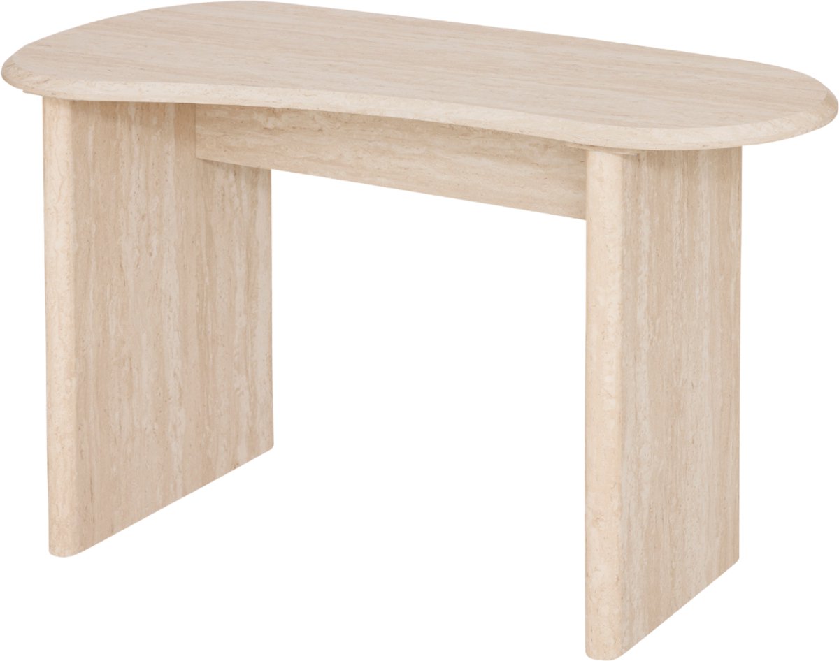 MISOU Sidetable - Kaptafel - 120x60x75cm - Wandtafel - Makeuptafel - Consoletafel - Haltafel - Hout - Travertine effect - CELESTIA