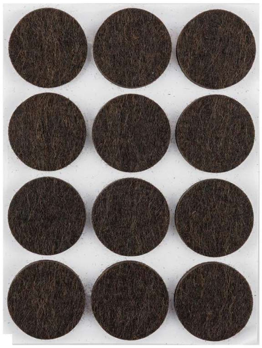 Zelfklevende viltjes rond – Donkerbruin – 28 mm – 12 stuks