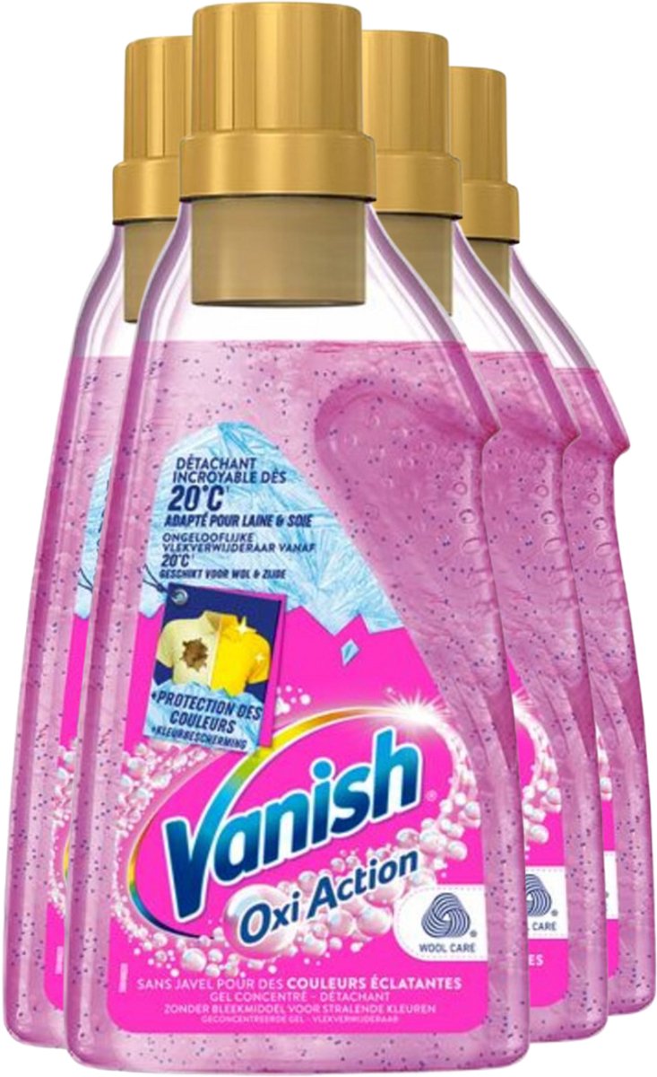 Vanish Oxi Action - Vlekkenverwijderaar Gel - Voor Gekleurde Was - 30 Wasbeurten - Voordeelverpakking - 4 stuks