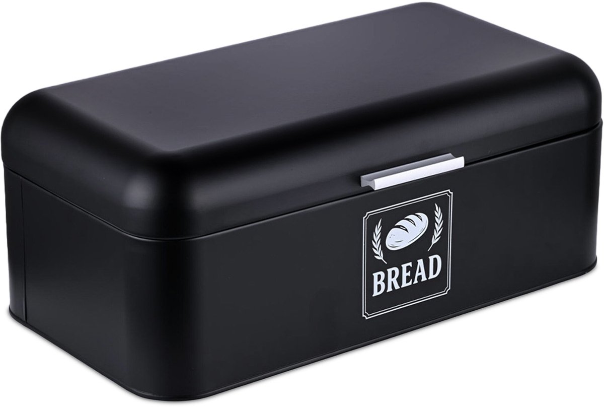 Broodtrommel aanrecht - 17x42x24 cm - met handvat - metaal - zwart