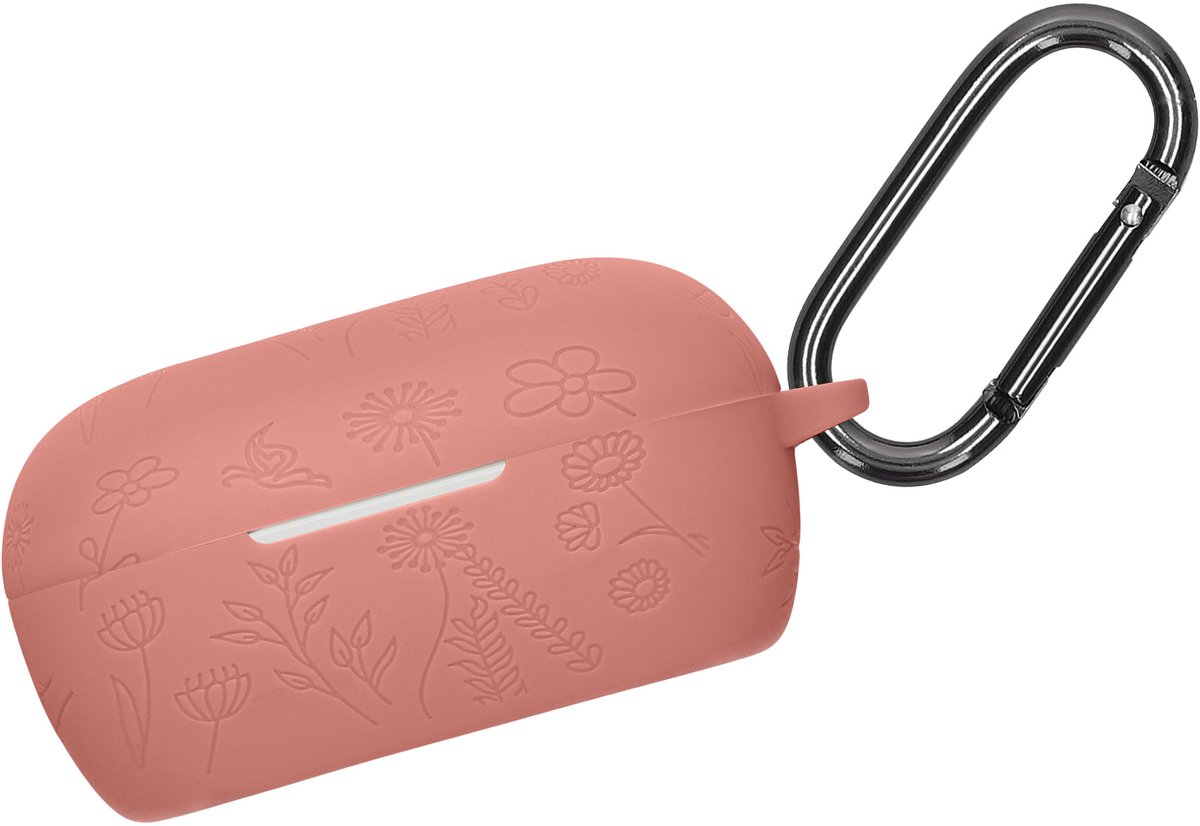 kwmobile case voor draadloze oordopjes geschikt voor Bose QuietComfort Earbuds hoes - Siliconen beschermhoes - Gestanst patroon design in donkerroze