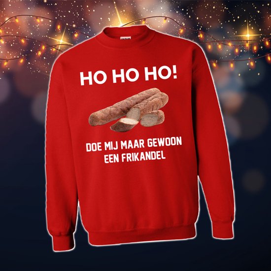 Foute Kersttrui Dames & Heren - Kersttrui met tekst HO HO HO, doe mij maar een Frikandel | Kersttrui Maat S | Kersttrui Dames - Kersttrui Heren - Grappige Kersttrui met tekst | Namengigant | Incl. 2 jaar garantie