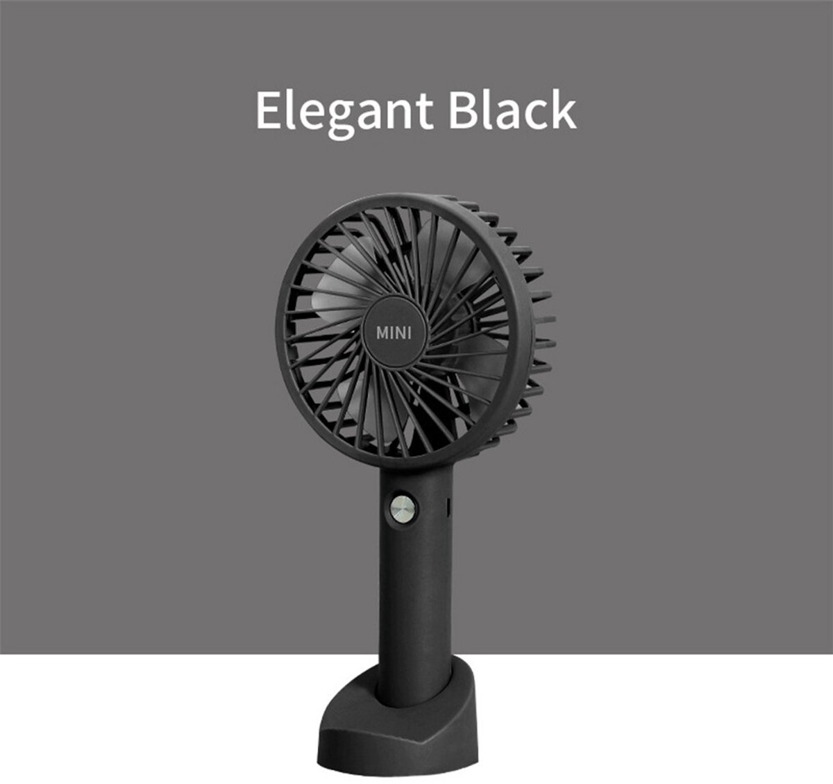 Mini draagbare handventilatorkoeler, USB-oplaadbaar, 3 snelheden - Zwart